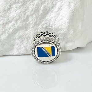 Pandora Bosnia and Herzegovina Flag Dangle S925 Silver Charm
